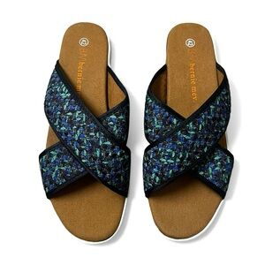 Bernie Mev Woven Comfort Platform Slides Sandal US 11 Peacock Memory Foam Casual